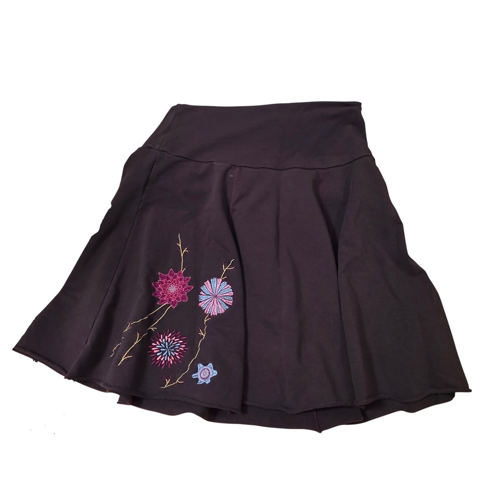 Matilda Jane Paint by Number Brown Floral Embroidered Skirt AB1489 Size M